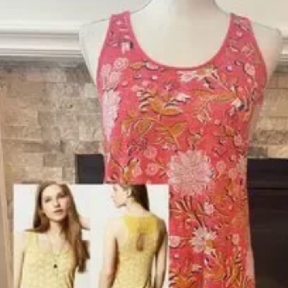 (BOGO FREE ) Anthropologie Lilka Alameda Floral Keyhole Tank Top Shirt Medium